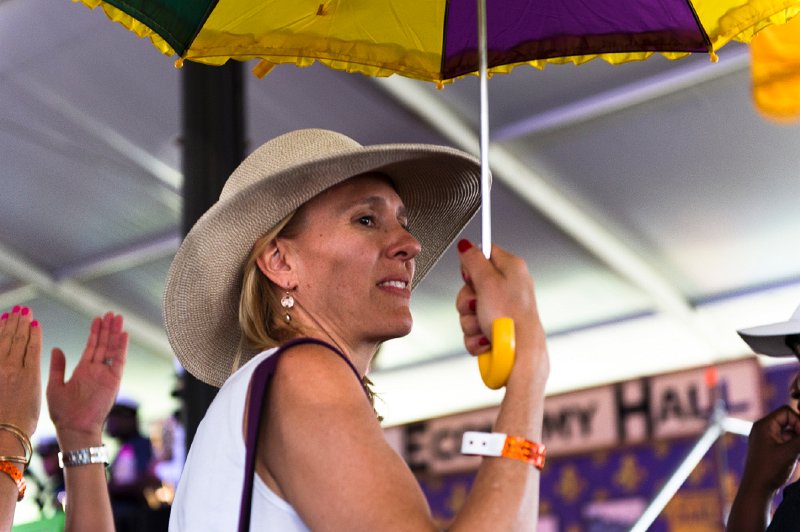20150501_181524 D4S.jpg - Lady with umbrella, New Orleans Jazz Festival